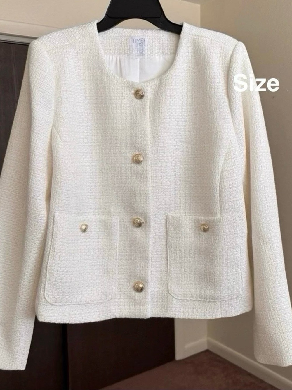 Time and Tru Women's Tweed Ladylike Blazer Jacket, XS
